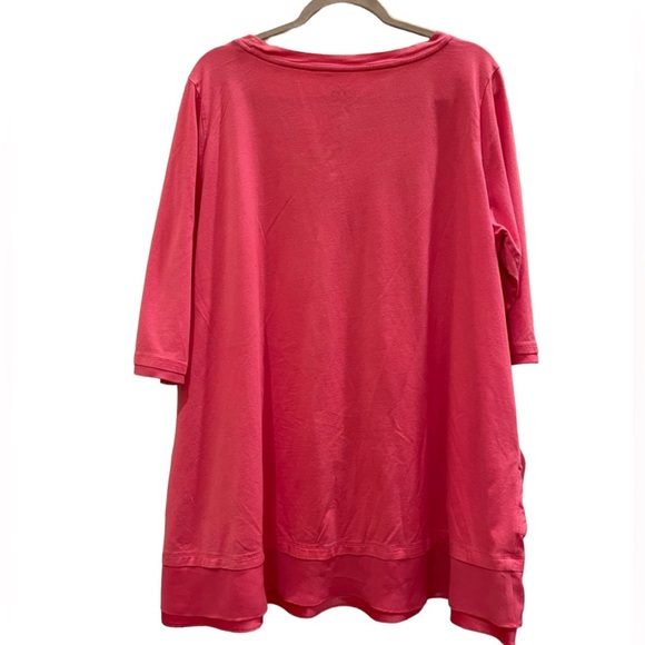 LOGO By Lori Goldstein 3/4 Sleeve Top With Chiffon Trim In Pink. Size 2X - Picture 2 of 11